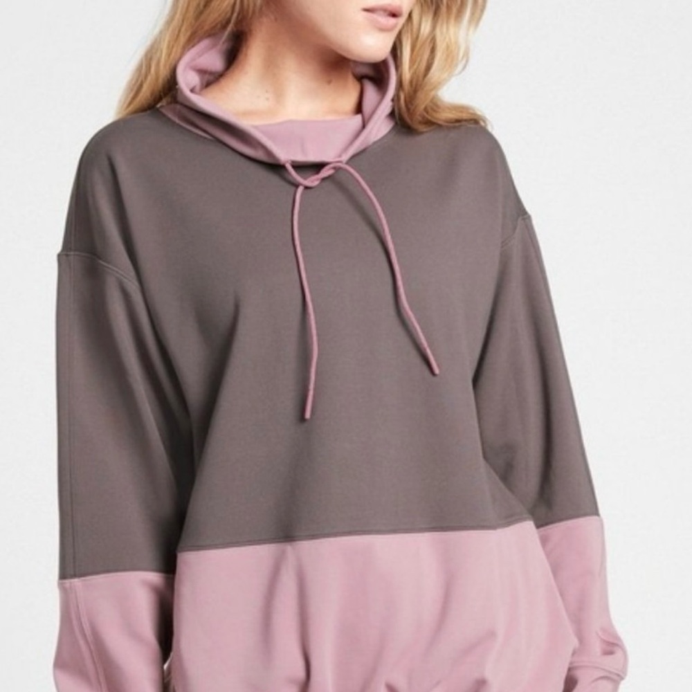 Athleta Oversized Gray and Pink Hoodie